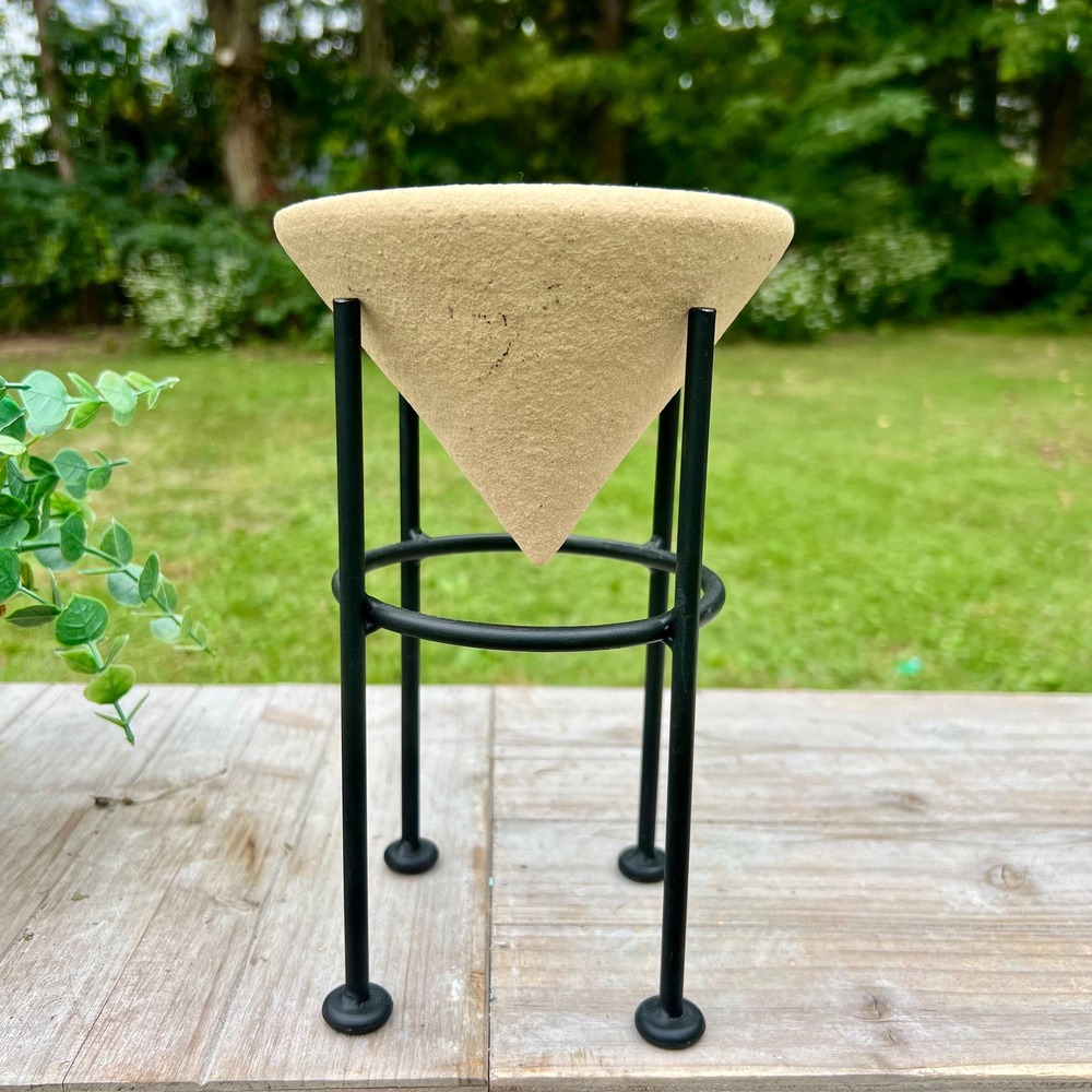 MCM Style Post Modern Iron and Stone Candle Holder | Trinket Dish